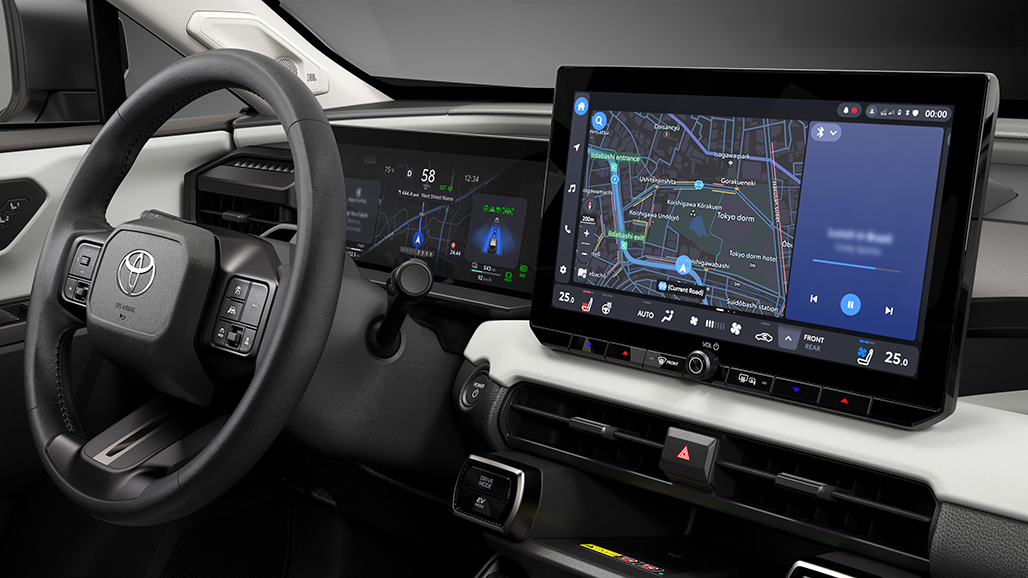 Toyota RAV4 prototype interior showing the new Toyota Audio Multimedia touchscreen