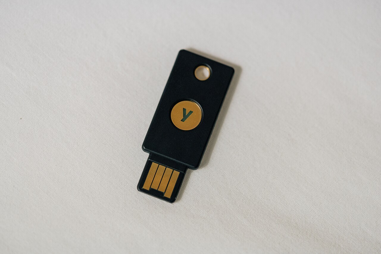 YubiKey hardware security key used for two-factor authentication, a practical way to make a Google Account safer