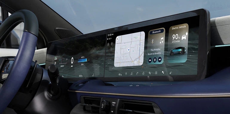 NissanConnect-style dual dashboard screens inside the 2026 Nissan LEAF