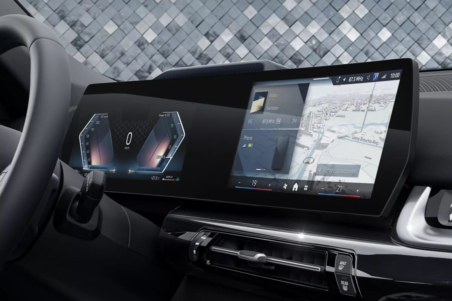BMW iDrive 9 review cabin view with BMW Curved Display and infotainment screen