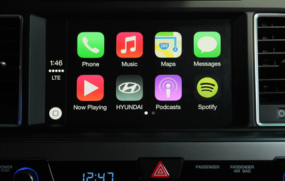 Apple CarPlay displayed on a Hyundai infotainment screen.