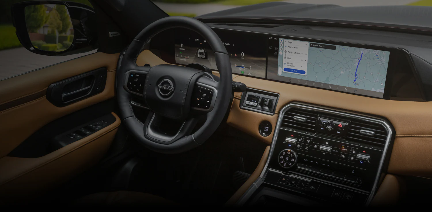 NissanConnect Services dashboard screen inside a Nissan vehicle